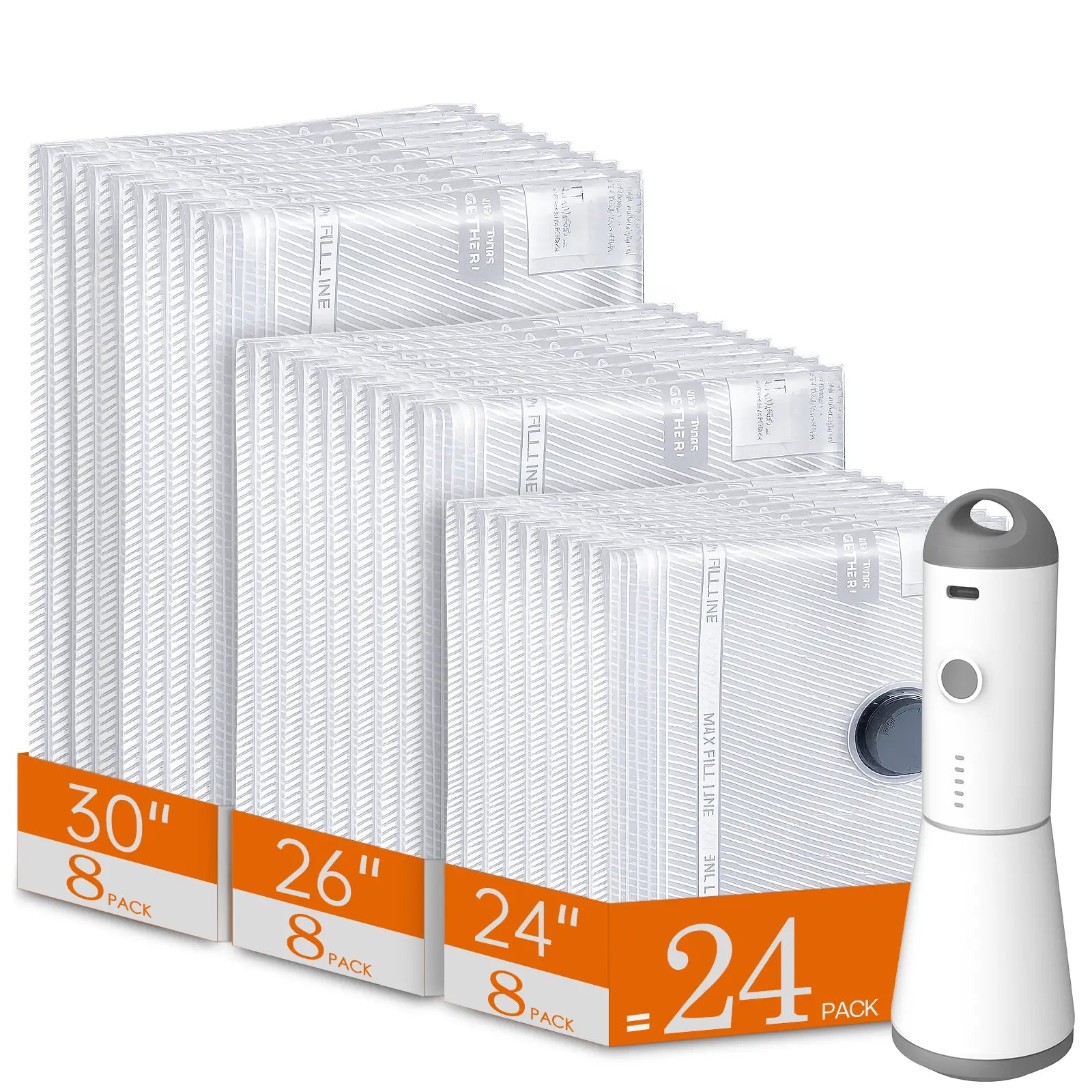 【Summer Vibes】Vacease Cordless Travel Vacuum Bag Set with Rechargeable Air Pump，9/12/15/24-Pack Space Saving Storage Bags, Airtight Resealing Sealed Organizers for Luggage, Sturdy Lightweight Clothes Storage Solution, Vacuum Bags for Travel